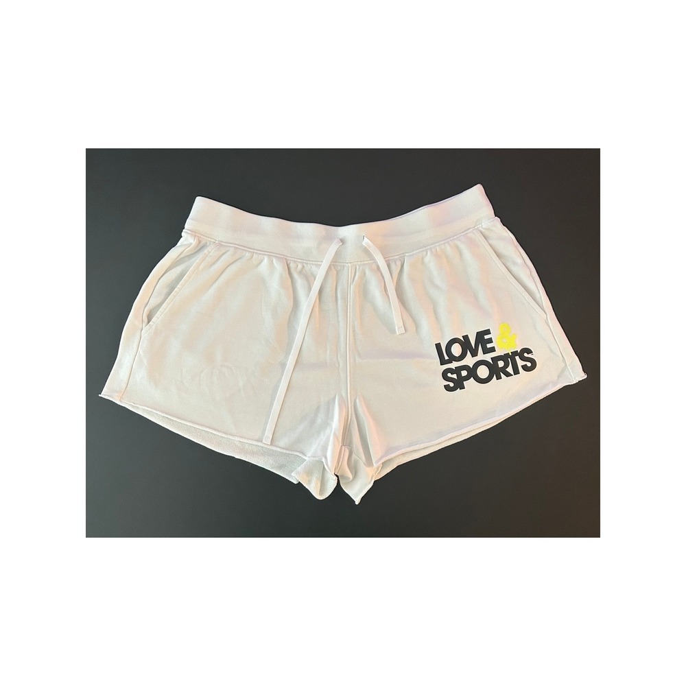 Love & Sports Womens White French Terry Lounge Shorts Size L 12-14 (0451)